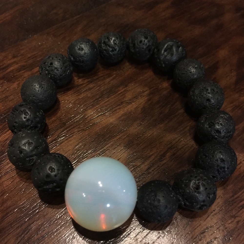 Fi Jewelry’s LIGHT Bracelet, Opalite and Lava Rock, Stretchy